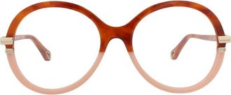 Chlo&eacute; 54mm Round Optical Glasses in Havana Havana Transparent at Nordstrom Rack