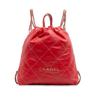 Chanel Pre-owned Drawstring Backpack - Dames - Pre-owned - Rood - Maat: ONE Size Leer