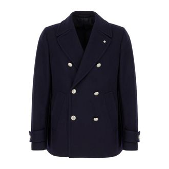 L.B.M. 1911 Double-Breasted Coats, male, Blue, Size: XL Giubbini