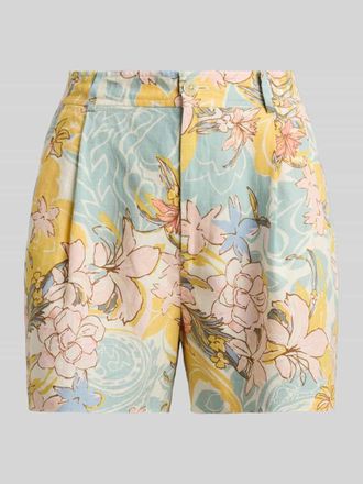 Lauren Ralph Lauren Shorts mit Allover-Muster aus reinem Leinen in Hellblau Melange, Gr&ouml;&szlig;e 36