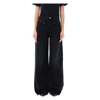 Isabel Marant Jeans, Dames, Zwart, M, Katoen, Wijde Flare High Waist Jeans