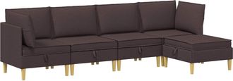 vidaXL Juego De Sof&aacute; Modular Con Almacenamiento 5 Uds. Marr&oacute;n Oscuro Vidaxl