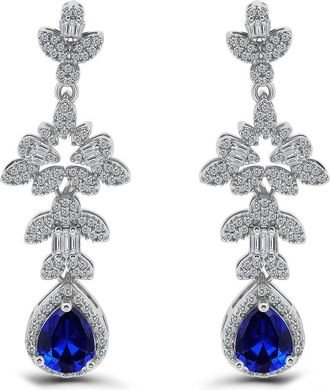 Christian Siriano Pear Cubic Zirconia Drop Earrings in Silver/blue at Nordstrom Rack