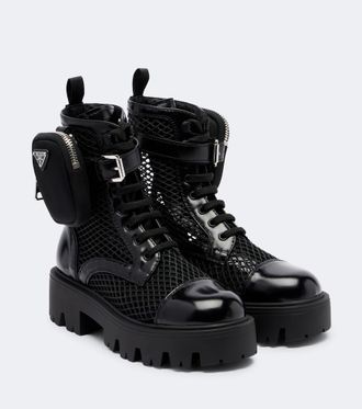 Prada Botas con malla y piel