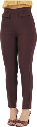 Elisabetta Franchi Pantalone Cacao 644 - Dames - Slim Fit Broeken - Bruin - L - Leer - Broeken