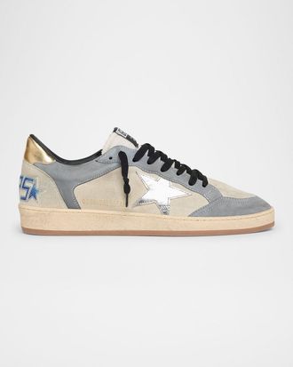 Golden Goose Men & apos;s Ball Star Leather and Metallic Low-Top Sneakers