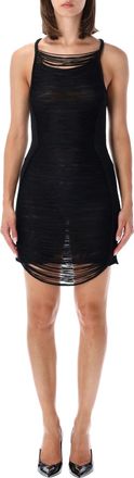 The Attico Viscose Fringe Backless Mini Dress