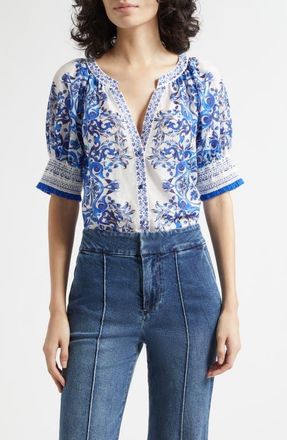 Alice & Olivia Thalia Floral Print Top in Solstice at Nordstrom, Size X-Small