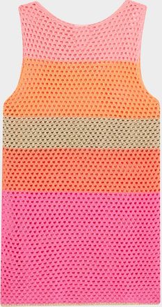 Milly Open-Knit Striped Mini Dress Coverup