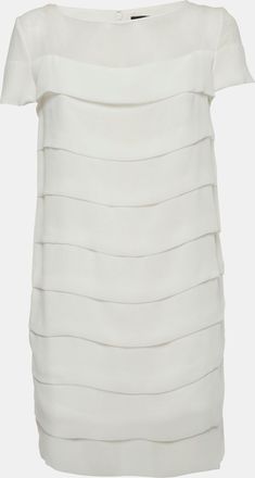 Elisabetta Franchi White Crepe And Chiffon Tiered Mini Dress