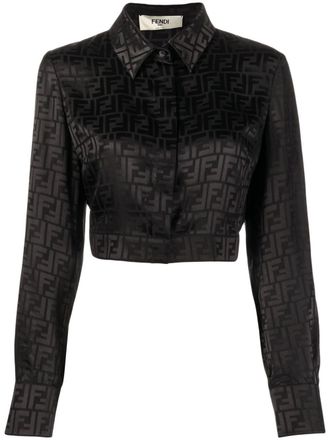 Fendi Camicia con motivo FF - Nero
