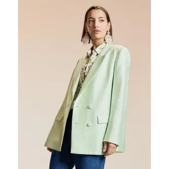 Cynthia Rowley Silk Wool Double Breasted Blazer
