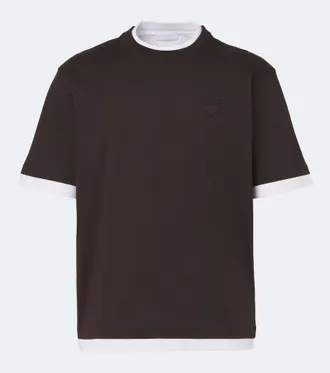 Prada Layered cotton jersey T-shirt