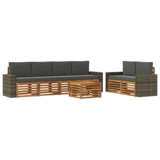 vidaXL Conjunto De Sof&aacute;s De Exterior 7 Pcs Natural Y Antracita Vidaxl