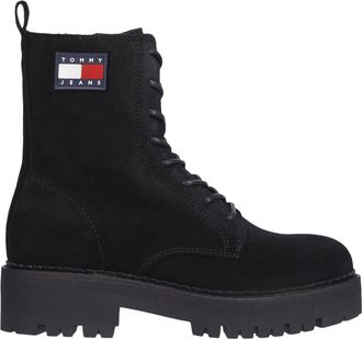 Tommy Jeans Black Suede Urban Lace-Up Boots