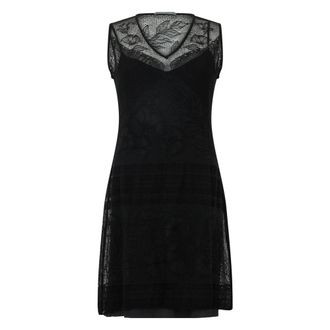 Alberta Ferretti Mouwloze jurk met kant - Dames - Korte kleedjes - Zwart - L - Polyester - Kleedjes