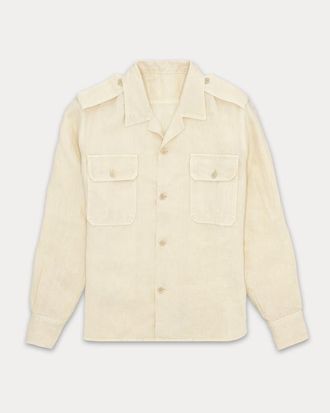Fortela Bonnie Safari Linen Shirt in White at Nordstrom, Size 44 Eu