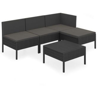 vidaXL 5 Pcs Garden Lounge Set Con Coj&iacute;n De Empuje De Terciopelo