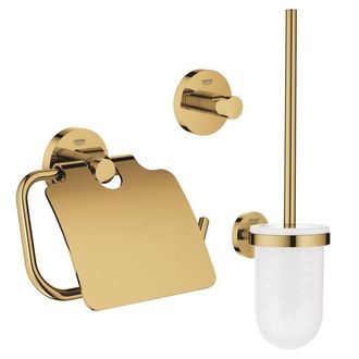 GROHE Essentials Toilet Accessoireset 3-delig - toiletborstelhouder - handdoekhaak - toiletrolhouder met klep - cool sunrise (goud)