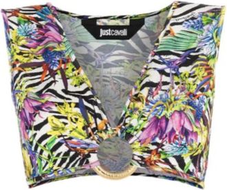 Just Cavalli Multi-gekleurde Basic Tops 74Pbm 210Js 191899 - Dames - Tops zonder mouwen - Veelkleurig - L - Tops