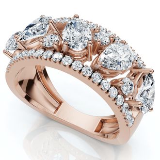 Pompeii3 1 1/2Ct Multi-Shape Cluster Diamond Anniversary Ring 14k Gold Lab Grown