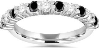 Pompeii3 5/8CT Black & White Diamond Wedding Ring 14K White Gold