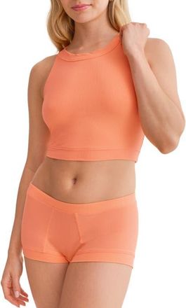 Fleur't Crop Top in Papaya Rib at Nordstrom, Size X-Small