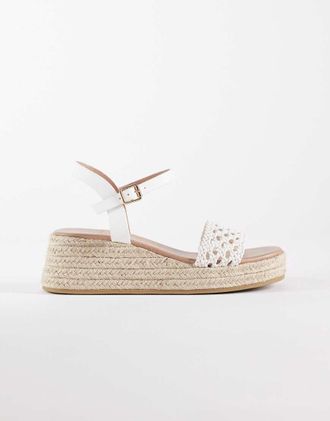 New Look Sandali flatform bianchi intrecciati-Bianco