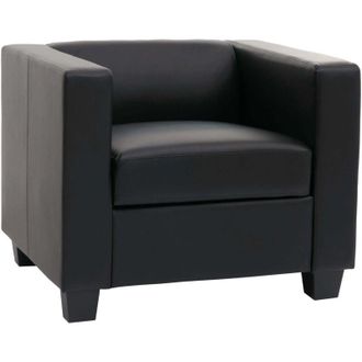 Hhg non utilizzato] Poltrona sofa lounge moderno elegante serie Lille M65 75x86x70cm ecopelle nero