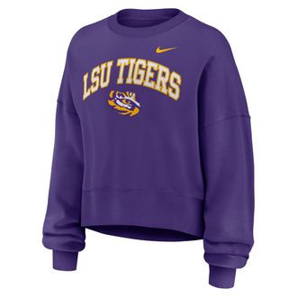 Nike LSU Phoenix Arch Nike Womens College Pullover Crew in Purple | 01D751LLSN-Y48