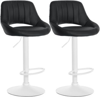 Clp Juego De 2 Taburetes De Bar Milet De Piel Sintetica Negro Metal Blanco Mate