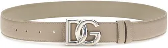 Dolce & Gabbana Mens Gray Calf Leather Bos Taurus Regular Belt