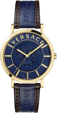 Versace V-Essential 40 mm - Dames - Horloges - Blauw - ONE Size - Leer - Accessoires