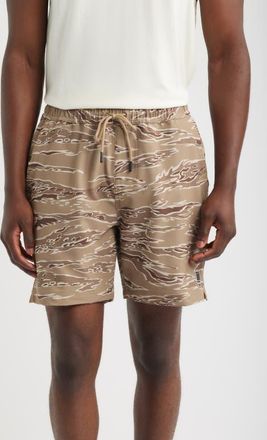 Brixton Journey Active Water Repellent Performance Shorts in Desert Tiger Camo at Nordstrom, Size X-Large
