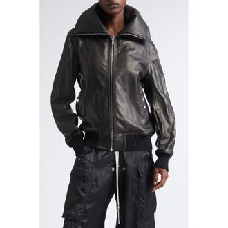 Rick Owens Concordians Dracucollar Leather Flight Jacket in Black at Nordstrom, Size 2 Us
