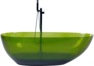 Beliani Beliani - Ba&ntilde;era Moderna Independiente Solid Surface Ovalada Color Transparente 169 X 78 Cm Verde Blancarena