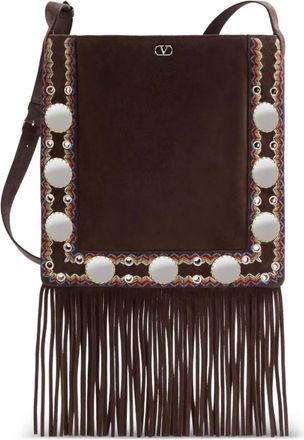 Valentino Garavani Nellcôte crossbodytas met franje - Bruin
