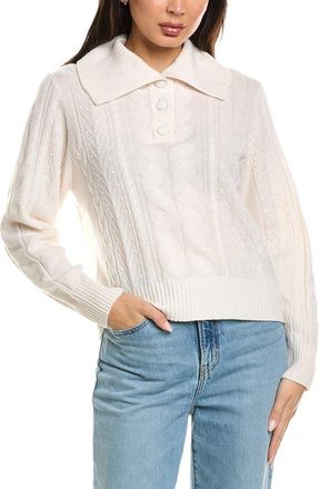 Brodie Mixed Cable Collared Button Up Cashmere Polo Sweater