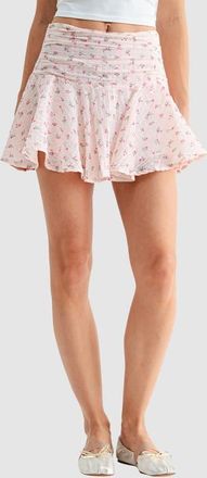 All in Favor Flutter Miniskirt in Pink Ditsy at Nordstrom, Size X-Small