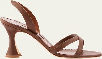 Manolo Blahnik Leather Crisscross Slingback Sandals