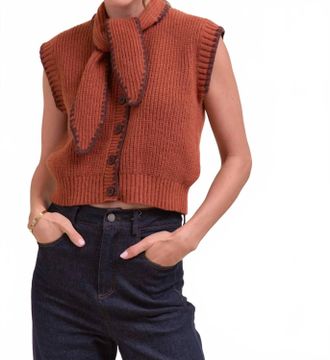 Merci Dunne Sleeveless Sweater In Brown