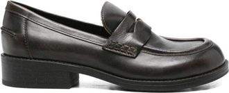 Ash Penny Strap Black Leather Loafers