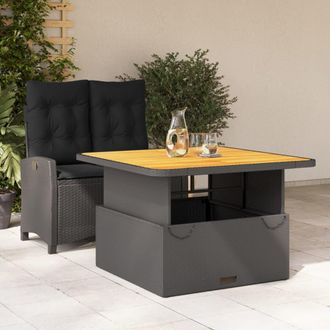 vidaXL Set Comedor De Jard&iacute;n 2 Pzas Con Cojines Rat&aacute;n Sint&eacute;tico Negro Vidaxl