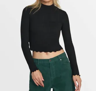 Rvca Saved Long Sleeve Crop Top In Black