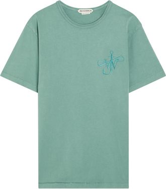 J.W.Anderson Ribbon Anchor Embroidered Cotton T-shirt - Teal - XL