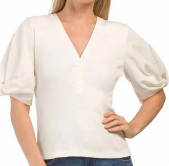 Derek Lam Albane Mixed Media Tee In Soft White