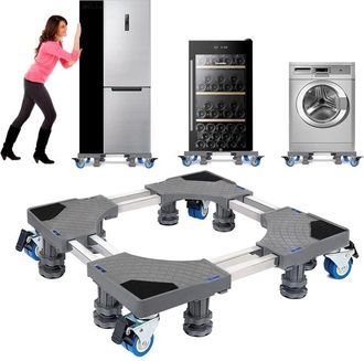 OEM Base Ajustable Para Lavadora Y Refrigerador De 45 A 68 Cm, Base Para Secadora Con Pedestal, Dise&ntilde;o De Doble Tubo Con 4 Ruedas Y 8 Pies, Reducci&oacute;n De R