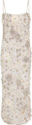 Rachel Gilbert Francesca floral-embroidered midi dress - women - Nylon - 6 - Neutrals
