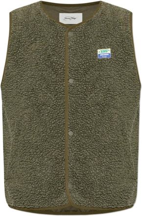 American Vintage American Vintage, Vests, male, Green, Size: M/L Furry vest with logo patch