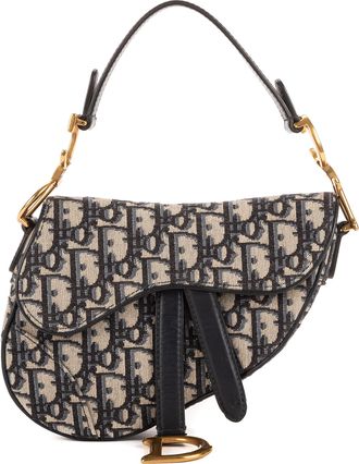 Dior Pre-owned Womens Oblique Saddle Mini Handbag - Blue/Navy - One Size